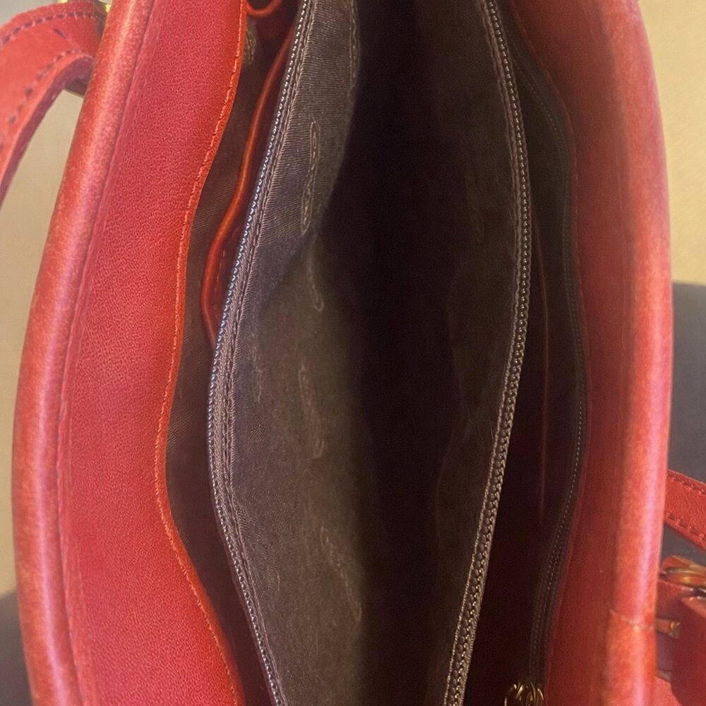 Coach Hamptons Tote 9813 Red Glove-Tanned Leather | Brass Hardware | Vintage USA - Picture 6 of 7
